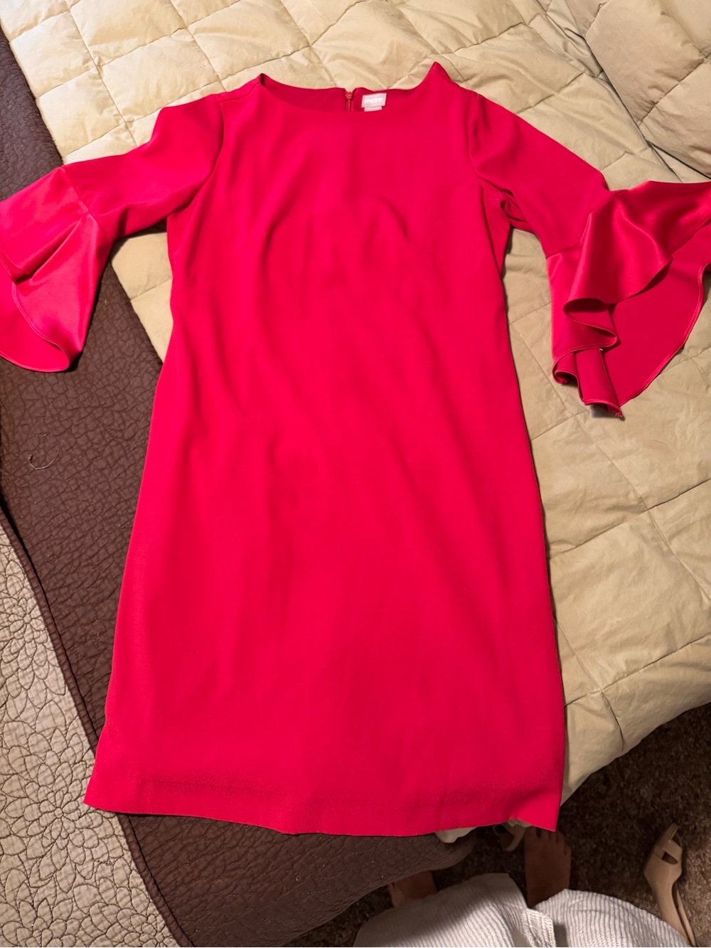 Chicos 05 Bell-Sleeve Shift Dress in Red